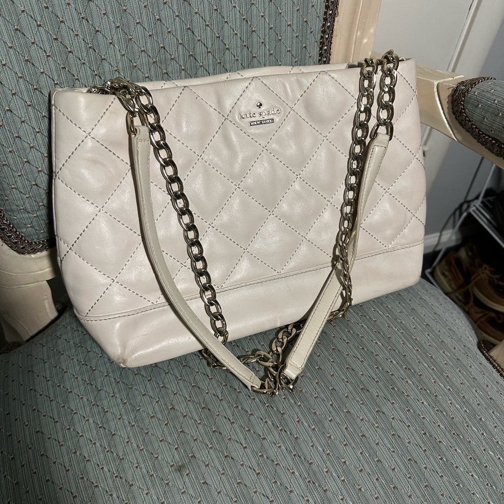 Kate Spade White Quilted Chain Shoulder Bag - Picture 1 of 14